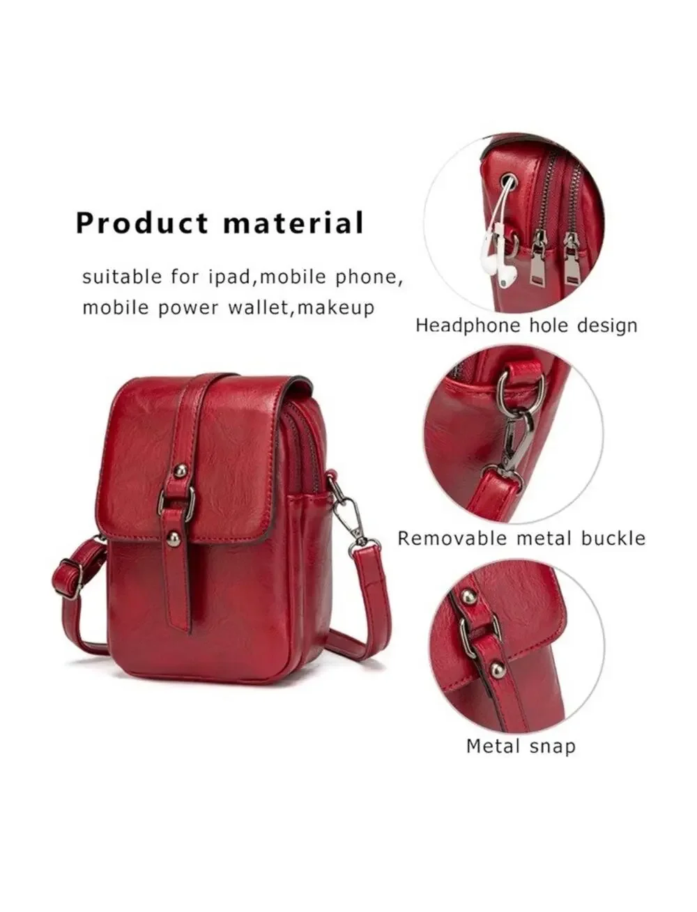 NEW myfriday Purse Crossbody Handbag Red Faux Leather Coastal Modern Travel